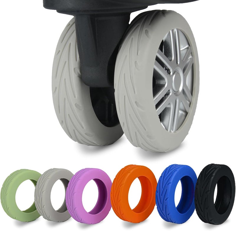 KOVNGE Upgrade Luggage Wheel Covers, 8pcs Suitcases Wheel Protector,Wear-Resistant, Anti-Noise, Silicone Protectors For 2-2.4"Luggage Spinner,Accessories for Travel (Gray) - Image 1